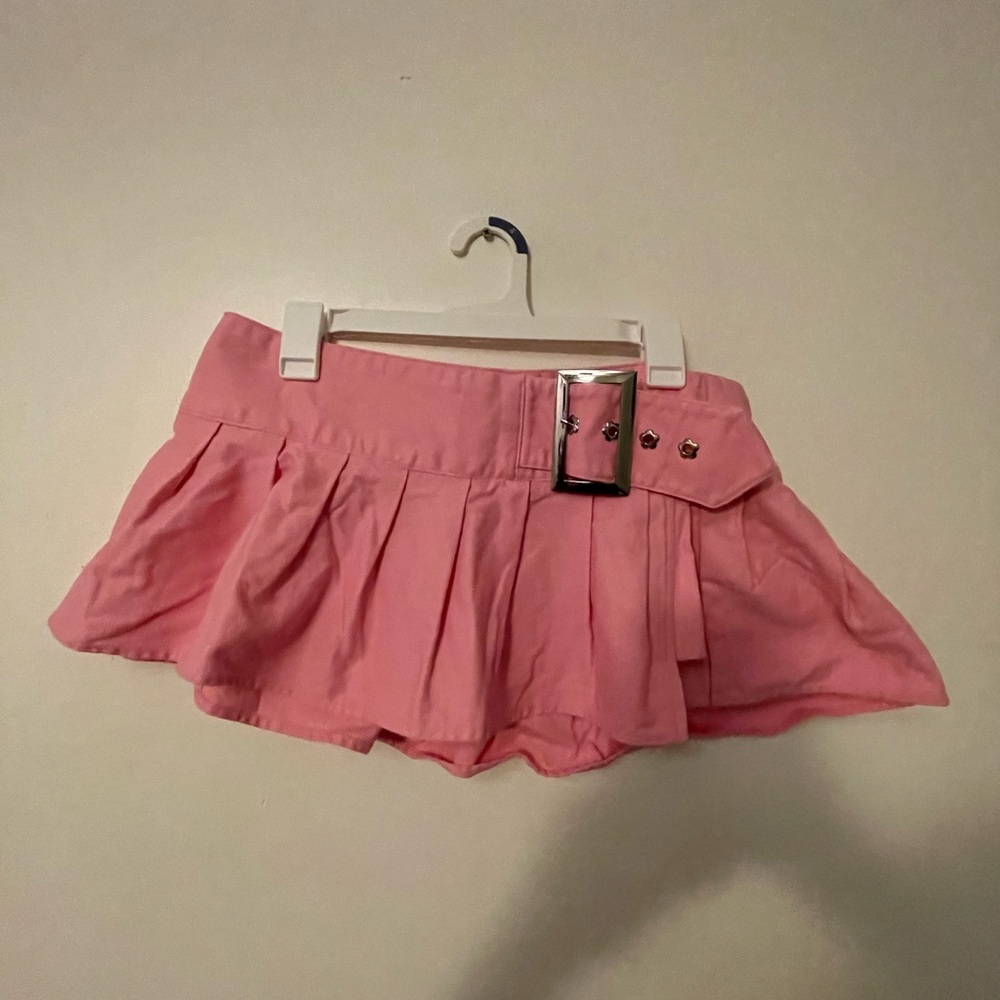 Pink Super Mini Skirt with Belt